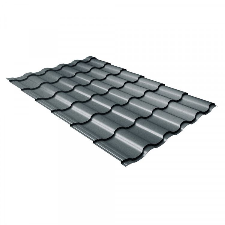 Металлочерепица Grand Line Kvinta Uno Satin Matt RAL 7016 антрацитово-серый