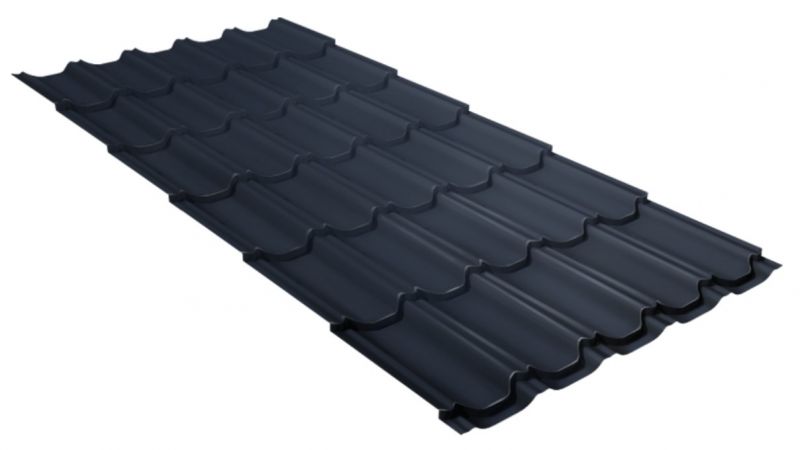 Металлочерепица Grand Line Kredo PurPro Matt 275 RAL 7024 мокрый асфальт