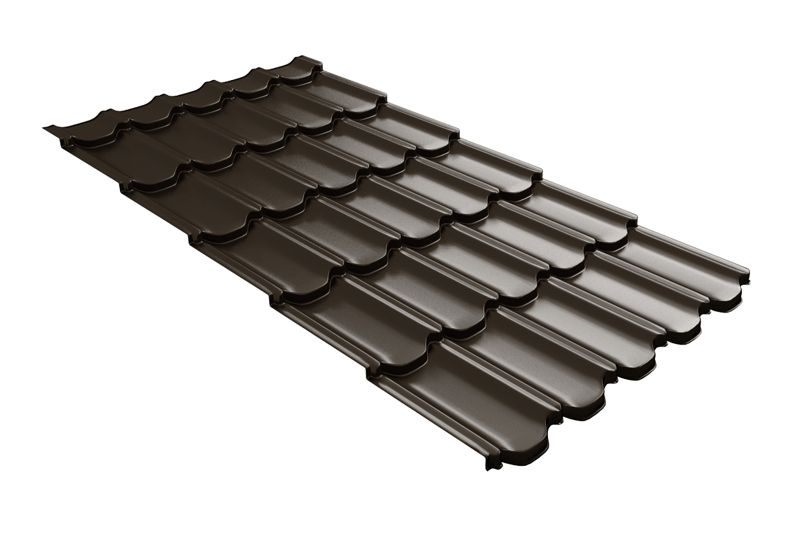 Металлочерепица Grand Line Kvinta Plus 3D Velur X RR 32 темно-коричневый