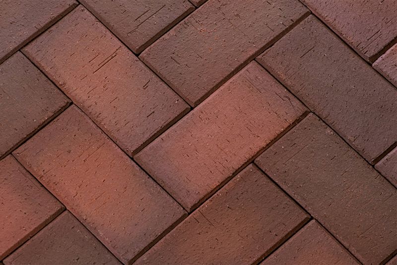 Клинкерная брусчатка ЛСР Глазго темно-красный флэшинг, 200*100*50 мм