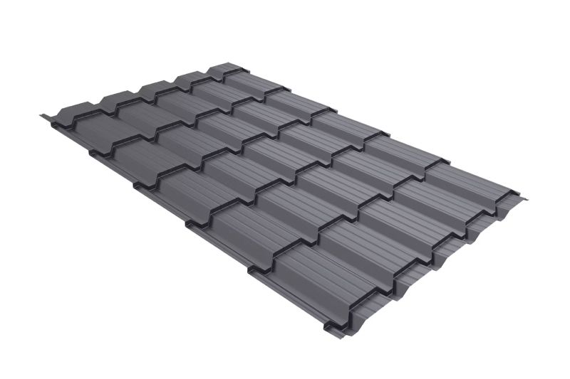 Металлочерепица Grand Line Quadro Profi Satin RAL 7016 антрацитово-серый