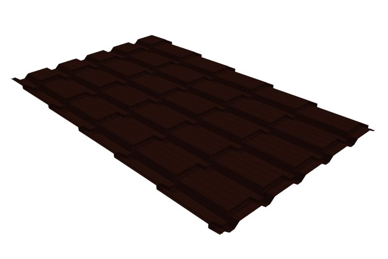 Металлочерепица Grand Line Quadro Profi Velur X RR 32 темно-коричневый