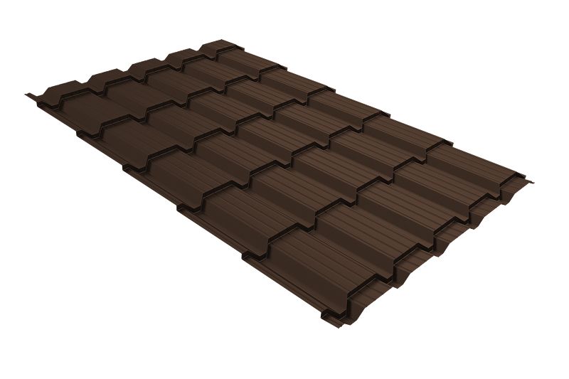 Металлочерепица Grand Line Quadro Profi PurPro Matt 275 RAL 8017 шоколад