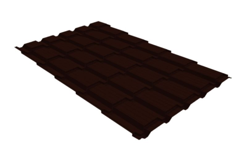 Металлочерепица Grand Line Quadro Profi PurPro RR 32 темно-коричневый