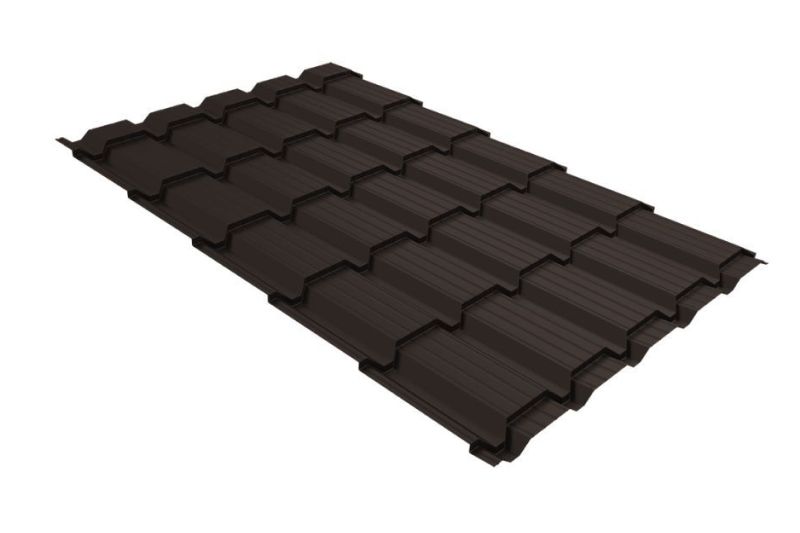 Металлочерепица Grand Line Quadro Profi PurLite Matt RR 32  темно-коричневый