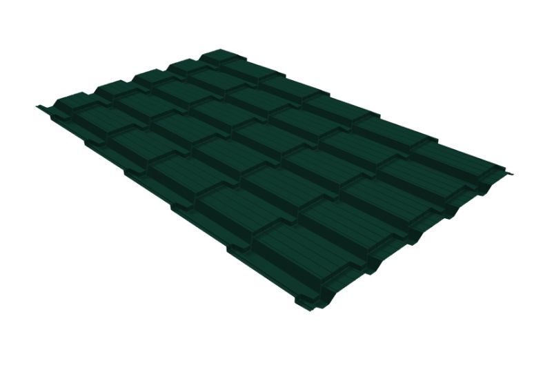 Металлочерепица Grand Line Quadro Profi Satin Matt RAL 6005 зеленый мох