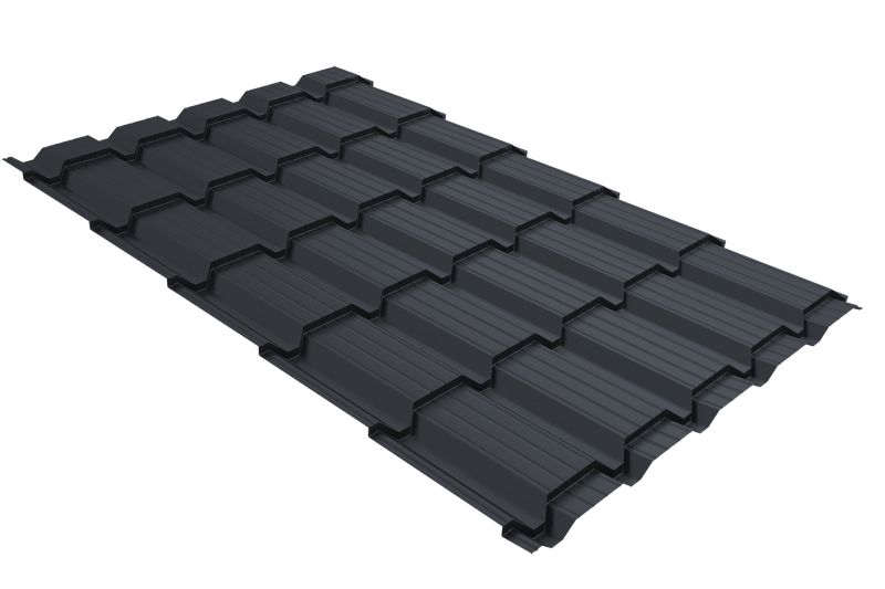 Металлочерепица Grand Line Quadro Profi Satin Matt RAL 7024 мокрый асфальт