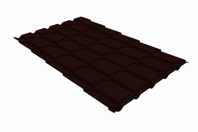 Металлочерепица Grand Line Quadro Profi Satin Matt RR 32 темно-коричневый