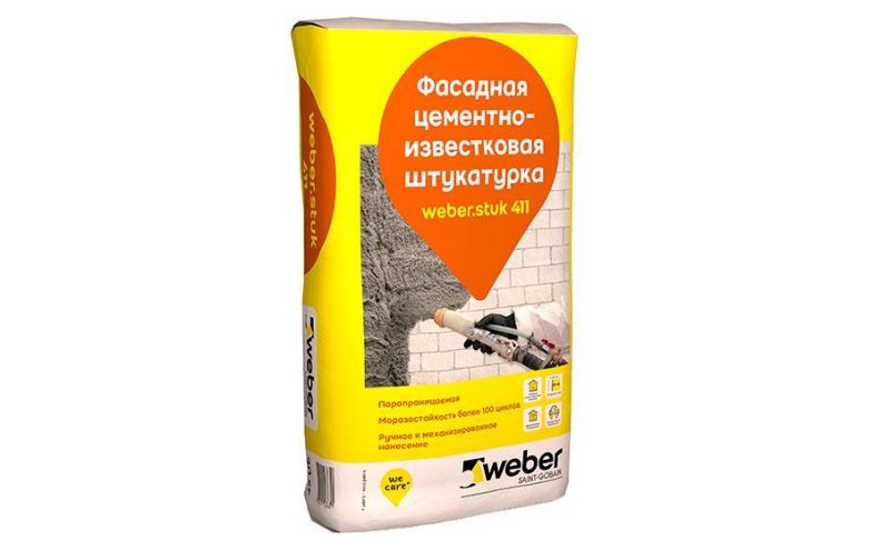 Цементно-известковая штукатурка weber.stuk 411, 30 кг