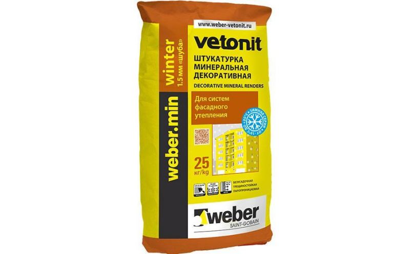 Минеральная фасадная штукатурка weber.min W ПО 1,5 мм, 25 кг