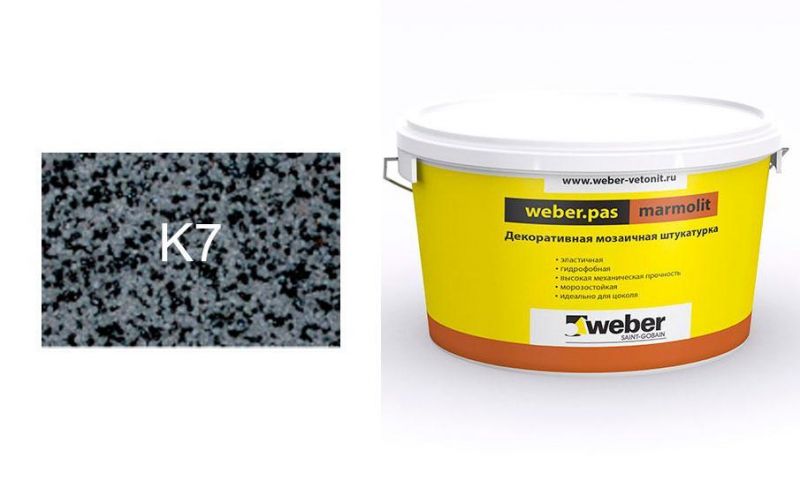 Декоративная мозаичная штукатурка weber.pas marmolit k7, 25 кг