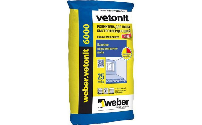 Ровнитель для пола weber.vetonit 6000, серый, 25 кг