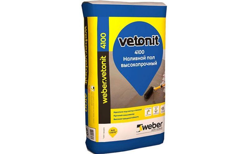 Наливной пол самовыравнивающийся weber.vetonit 4100, серый, 20 кг