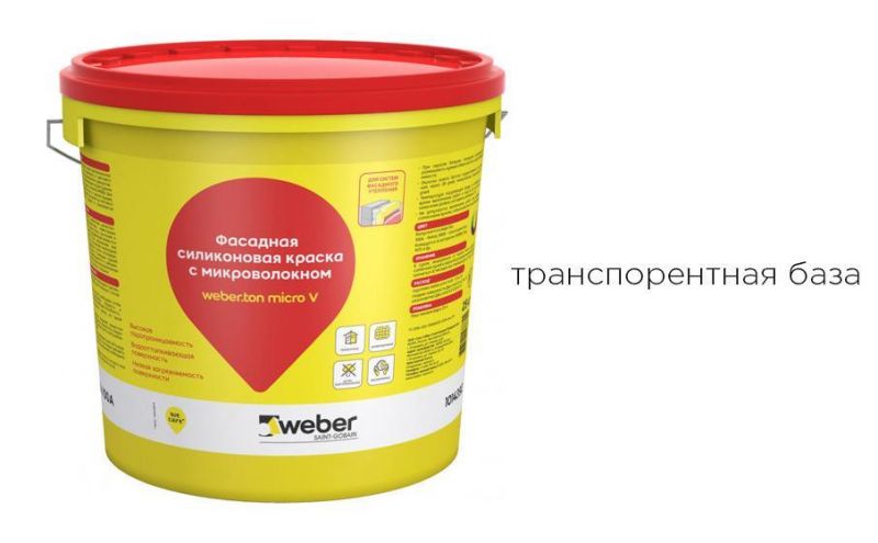 Фасадная силиконовая краска weber.ton micro V, транспонентная база, 25 кг