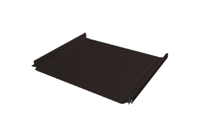 Кликфальц Pro Gofr Grand Line 0,5 GreenCoat Pural BT с пленкой на замках RR 32 темно-коричневый (RAL 8019 серо-коричневый)