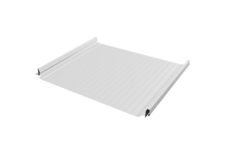 Кликфальц Pro Gofr Grand Line 0,45 PE с пленкой на замках RAL 9003 сигнальный белый