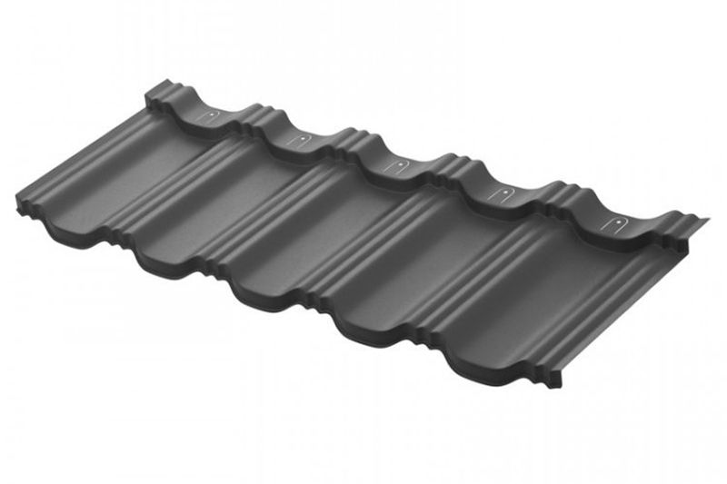 Модульная металлическая черепица Аквасистем Гётеборг PE (Zn140) 0,5мм (лист 1205х415 мм) RAL 7024