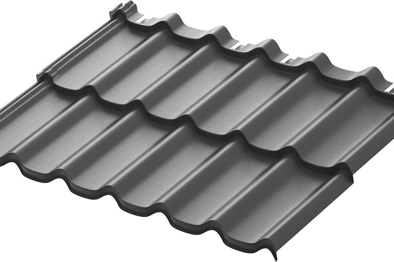 Модульная металлическая черепица Аквасистем Стокгольм PE (Zn140) 0,5мм (лист 1185х775 мм) RAL7024