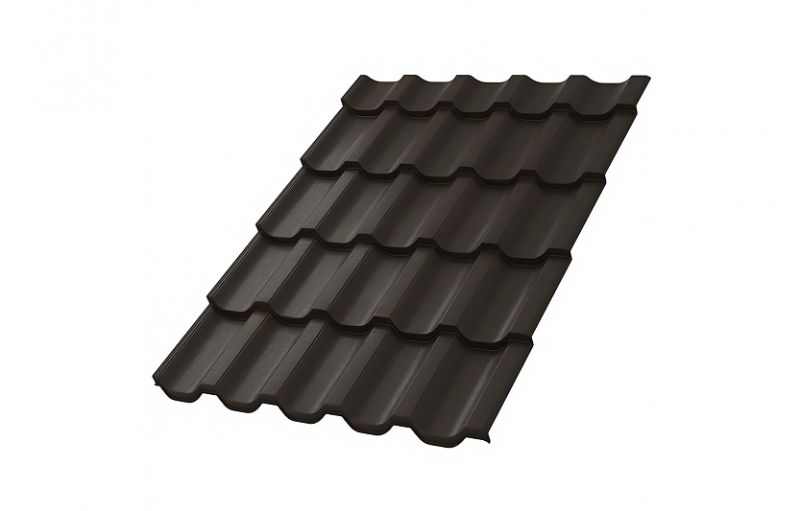 Металлочерепица МП Трамонтана-SL (VALORI-20-DarkBrown-0.5)