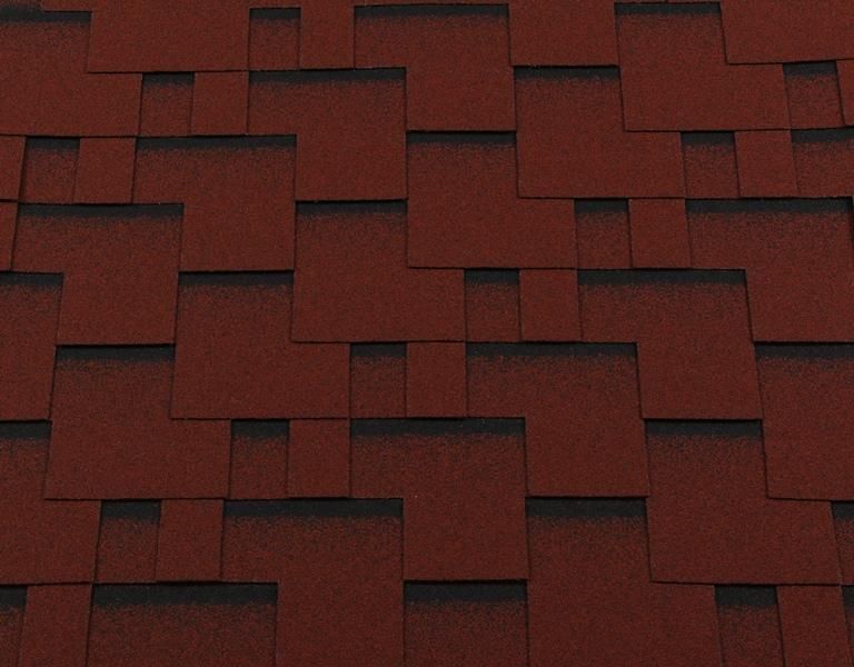 Гибкая черепица Shingle Roofshield Premium Модерн Красный с оттенением