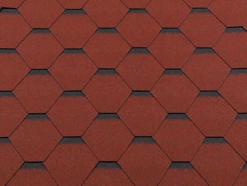 Гибкая черепица Shingle Roofshield Classic Стандарт Красный с оттенением