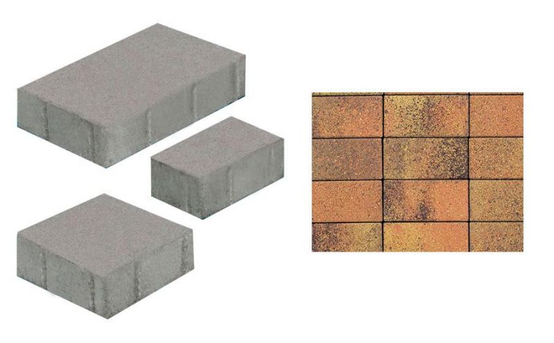 Плитка тротуарная ВЫБОР комплект из 3 видов плит Старый город Б.1.Ф.6см Листопад гладкий цвет Саванна