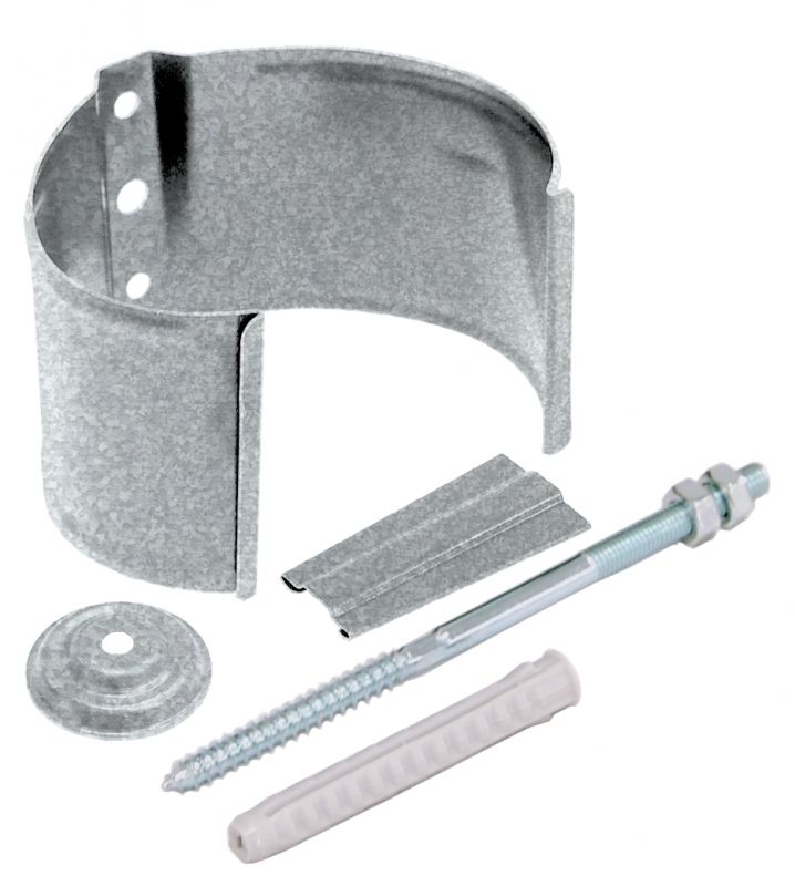 Grand Line AlZn 125х90мм Кронштейн трубы на кирпич 
(в комплекте защелка, шпилька-саморез, дюбель, декоративная накладка*)