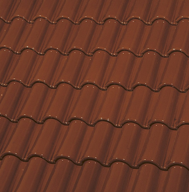 Керамическая черепица двухволновая БОЛЬШАЯ ГЛАЗУРЬ С ДВУХ СТОРОН COGNAC