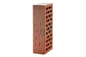 Кирпич облицовочный ЛСР красный флэшинг рустик, утолщенные стенки, М175, 250*120*65 мм