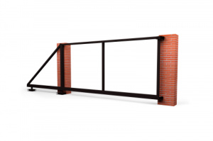 Ворота откатные Жалюзи к кирпичному столбу 1,68х3,5