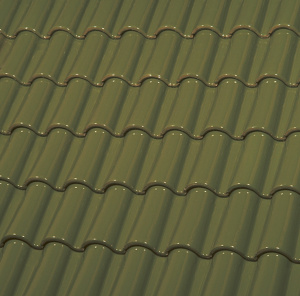 Керамическая черепица большая двухволновая ГЛАЗУРЬ С ДВУХ СТОРОН OLIVE GREEN